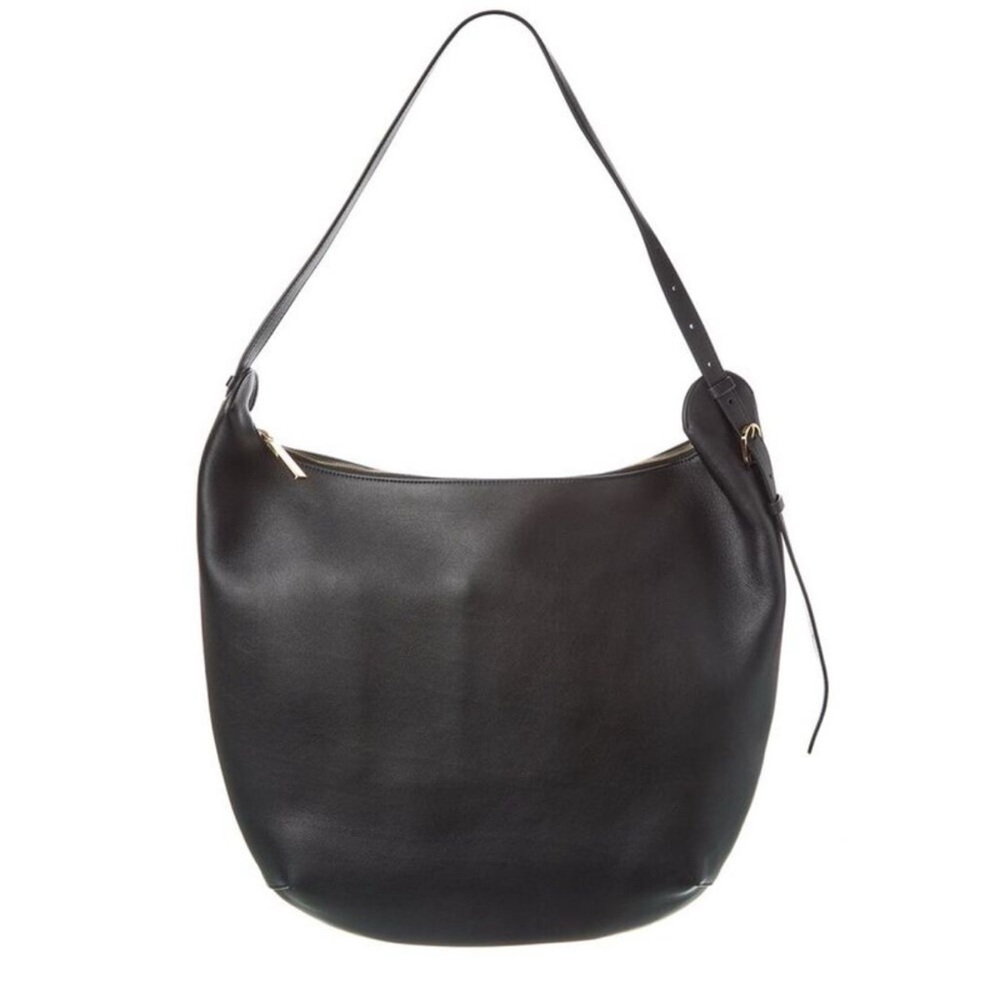 The Row Allie N/S Black Leather Hobo Bag, Gold Hardware
